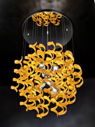 Abstract Glass Ribbons Ceiling Pendant Light 70cm diameter Circular Globe shape with 6 centre Lamps-Distinct Designs (London) Ltd