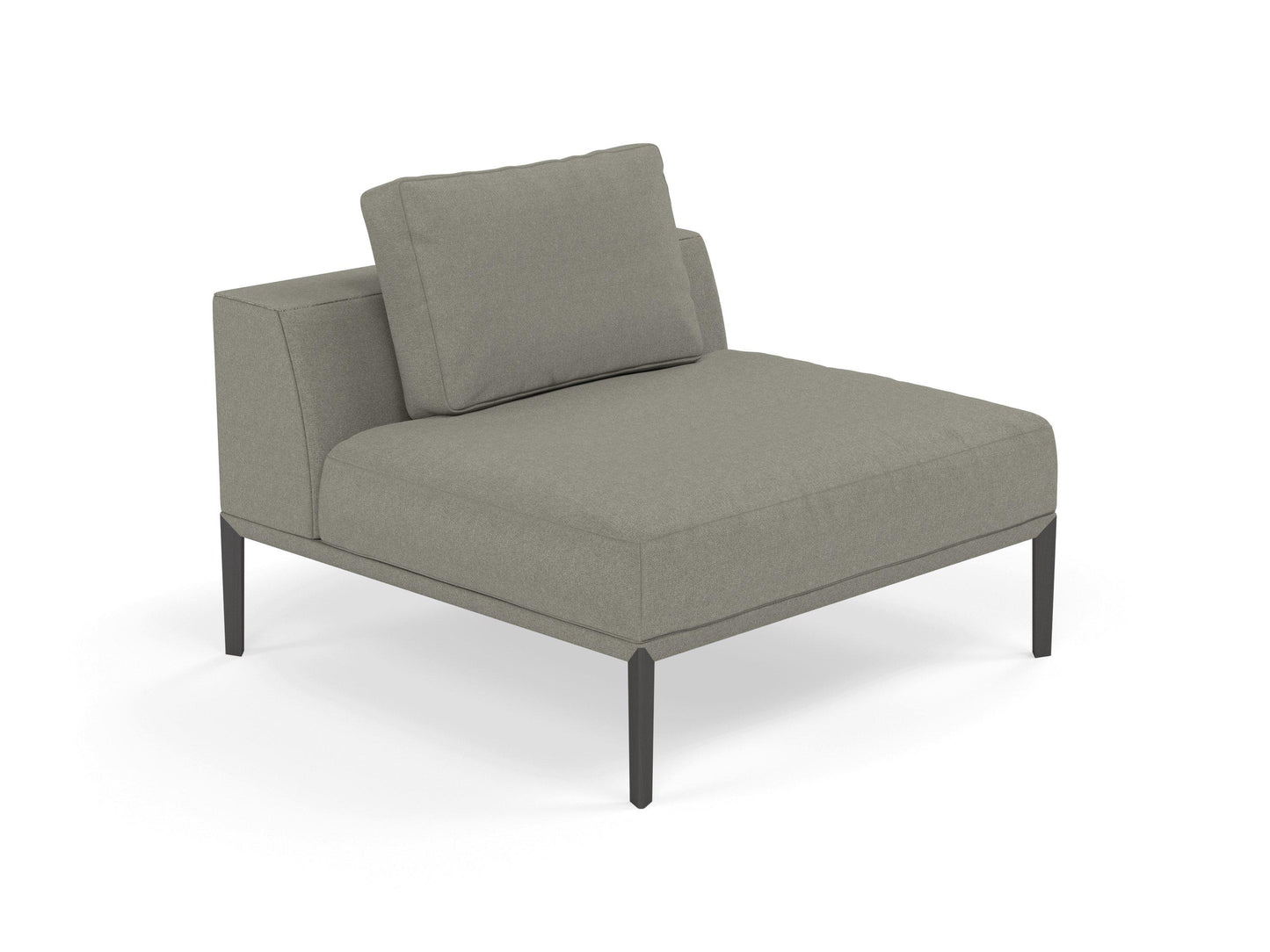 Modern Armchair 1 Seater Sofa without armrests in Silver Grey Fabric-Distinct Designs (London) Ltd