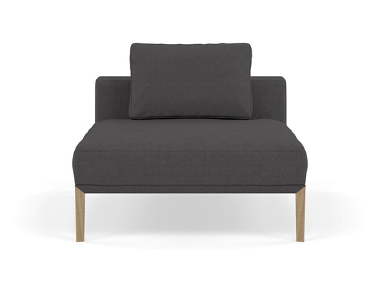 Modern Armchair 1 Seater Sofa without armrests in Slate Grey Fabric-Natural Oak-Distinct Designs (London) Ltd