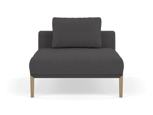 Modern Armchair 1 Seater Sofa without armrests in Slate Grey Fabric-Natural Oak-Distinct Designs (London) Ltd