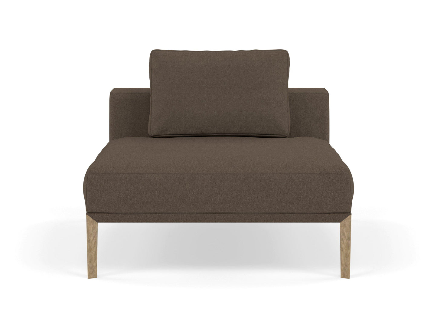 Modern Armchair 1 Seater Sofa without armrests in Coffee Brown Fabric-Natural Oak-Distinct Designs (London) Ltd