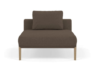 Modern Armchair 1 Seater Sofa without armrests in Coffee Brown Fabric-Natural Oak-Distinct Designs (London) Ltd