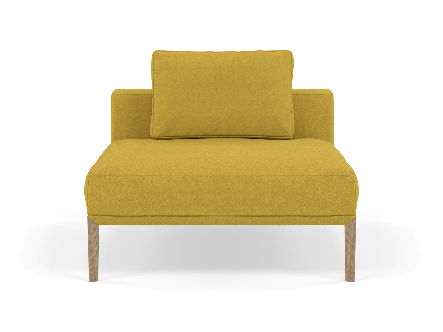 Modern Armchair 1 Seater Sofa without armrests in Vibrant Mustard Yellow Fabric-Natural Oak-Distinct Designs (London) Ltd