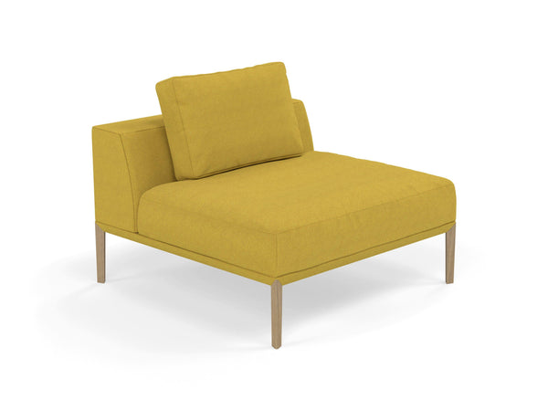 Modern Armchair 1 Seater Sofa without armrests in Vibrant Mustard Yellow Fabric-Distinct Designs (London) Ltd