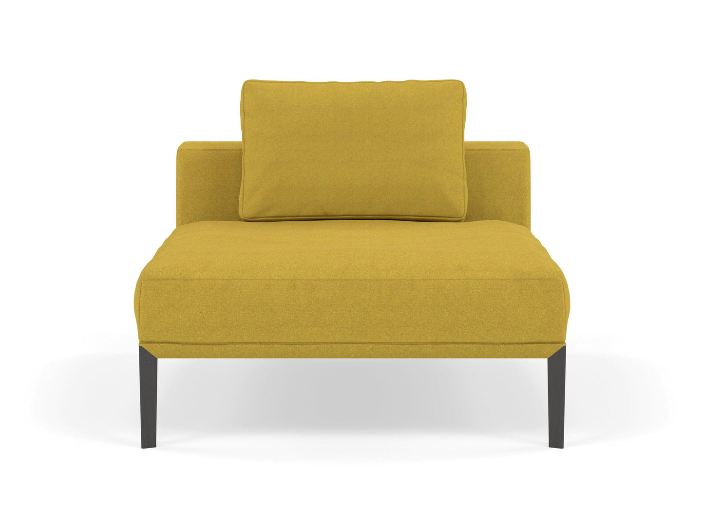Modern Armchair 1 Seater Sofa without armrests in Vibrant Mustard Yellow Fabric-Wenge Oak-Distinct Designs (London) Ltd