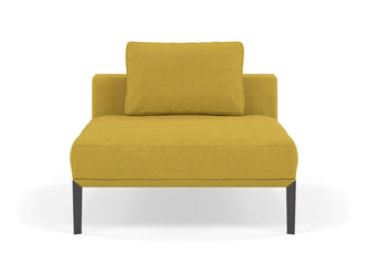 Modern Armchair 1 Seater Sofa without armrests in Vibrant Mustard Yellow Fabric-Wenge Oak-Distinct Designs (London) Ltd