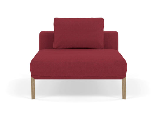 Modern Armchair 1 Seater Sofa without armrests in Rasberry Red FAbric-Natural Oak-Distinct Designs (London) Ltd