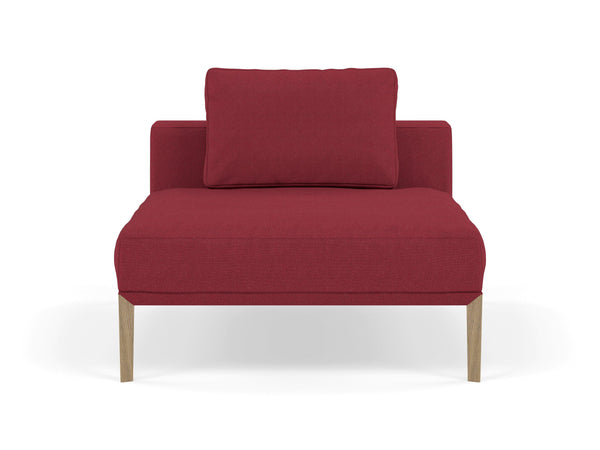Modern Armchair 1 Seater Sofa without armrests in Rasberry Red FAbric-Natural Oak-Distinct Designs (London) Ltd