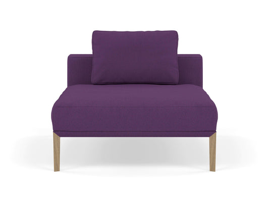 Modern Armchair 1 Seater Sofa without armrests in Deep Purple Fabric-Natural Oak-Distinct Designs (London) Ltd