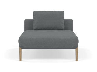 Modern Armchair 1 Seater Sofa without armrests in Sea Spray Blue Fabric-Natural Oak-Distinct Designs (London) Ltd
