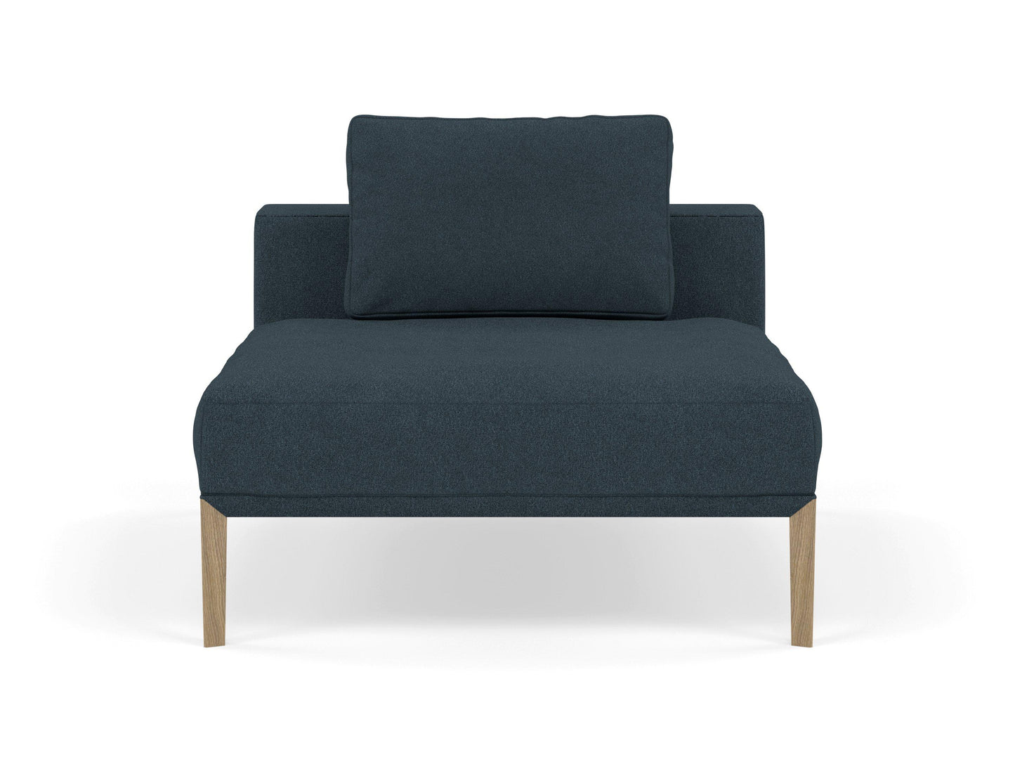 Modern Armchair 1 Seater Sofa without armrests in Denim Blue Fabric-Natural Oak-Distinct Designs (London) Ltd
