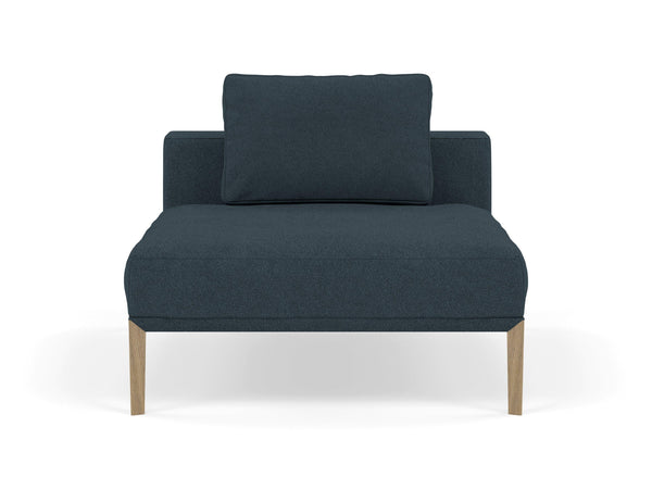 Modern Armchair 1 Seater Sofa without armrests in Denim Blue Fabric-Natural Oak-Distinct Designs (London) Ltd