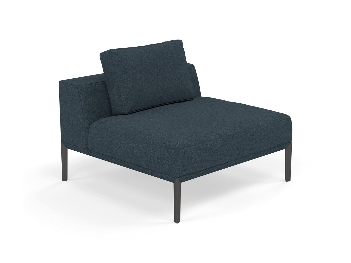 Modern Armchair 1 Seater Sofa without armrests in Denim Blue Fabric-Distinct Designs (London) Ltd