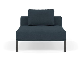 Modern Armchair 1 Seater Sofa without armrests in Denim Blue Fabric-Wenge Oak-Distinct Designs (London) Ltd