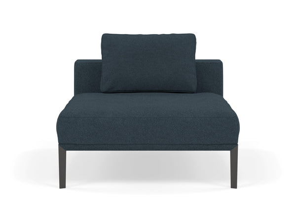 Modern Armchair 1 Seater Sofa without armrests in Denim Blue Fabric-Wenge Oak-Distinct Designs (London) Ltd