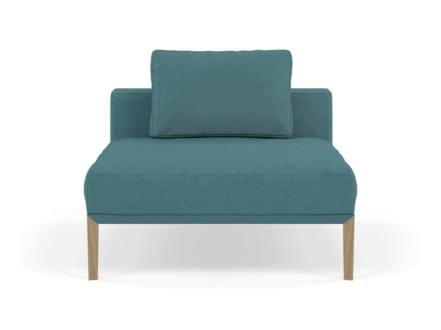 Modern Armchair 1 Seater Sofa without armrests in Teal Blue Fabric-Natural Oak-Distinct Designs (London) Ltd