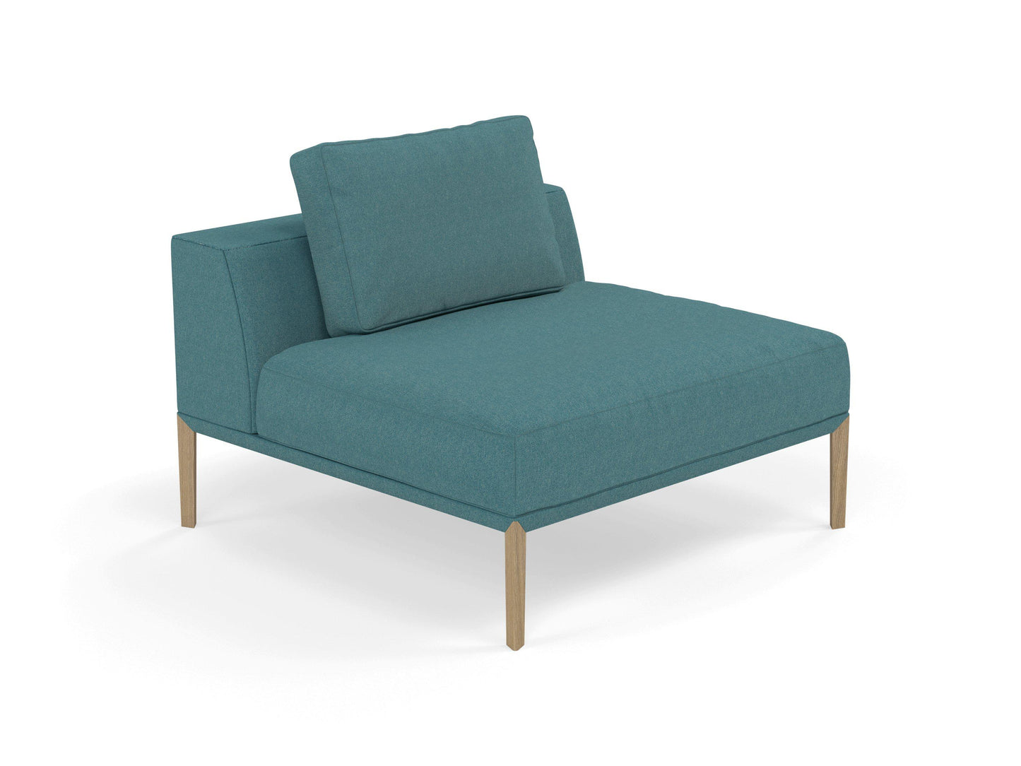 Modern Armchair 1 Seater Sofa without armrests in Teal Blue Fabric-Distinct Designs (London) Ltd