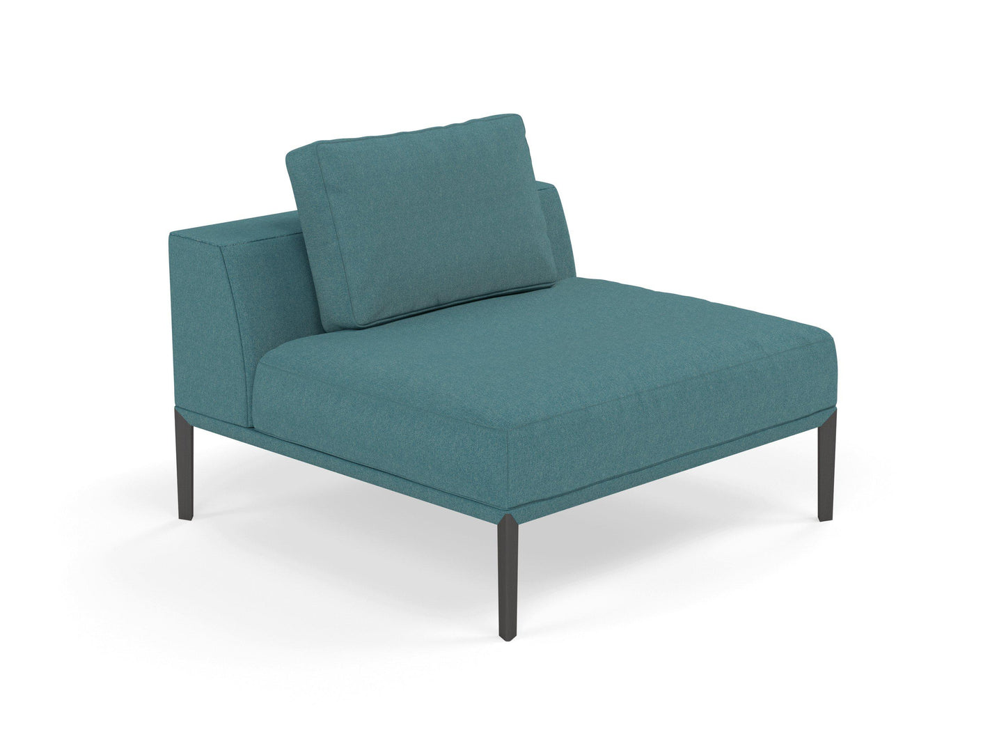Modern Armchair 1 Seater Sofa without armrests in Teal Blue Fabric-Distinct Designs (London) Ltd