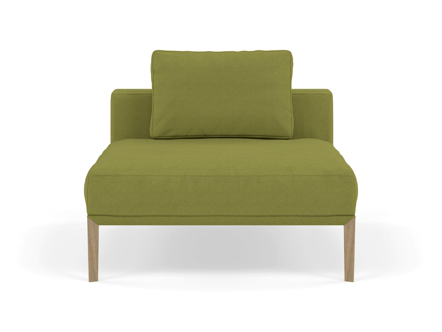 Modern Armchair 1 Seater Sofa without armrests in Lime Green Fabric-Natural Oak-Distinct Designs (London) Ltd