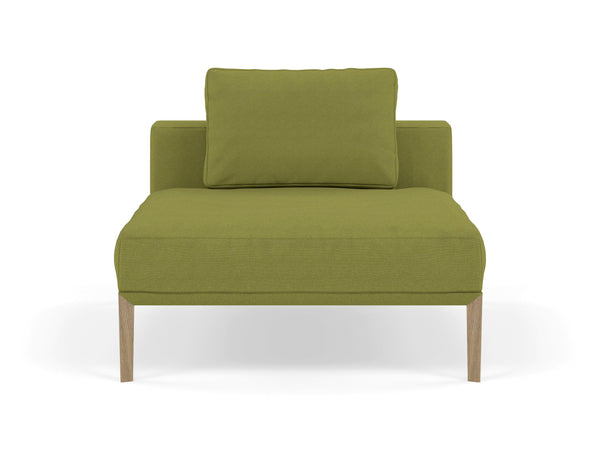 Modern Armchair 1 Seater Sofa without armrests in Lime Green Fabric-Natural Oak-Distinct Designs (London) Ltd
