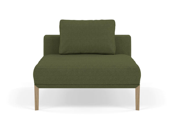 Modern Armchair 1 Seater Sofa without armrests in Seaweed Green Fabric-Natural Oak-Distinct Designs (London) Ltd