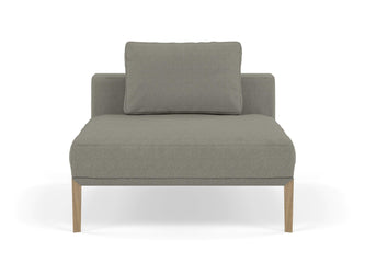 Modern Armchair 1 Seater Sofa without armrests in Silver Grey Fabric-Natural Oak-Distinct Designs (London) Ltd