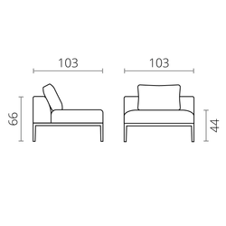 Modern Armchair 1 Seater Sofa without armrests in Denim Blue Fabric-Distinct Designs (London) Ltd