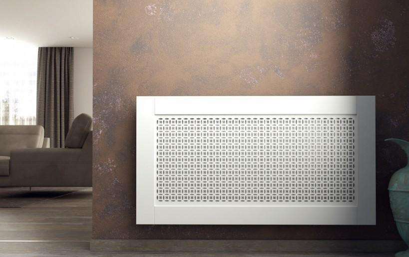 Elegant White Panel Radiator Heater Covers with Classic ELLIPSE decorative grille inset screen-Distinct Designs (London) Ltd
