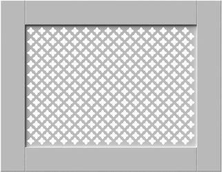 White Framed Clip on Radiator Heater Covers with Classic GEM decorative grille screening panel motif-Distinct Designs (London) Ltd