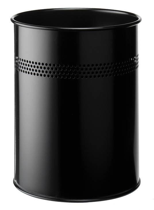 Classic Round Metal Waste Paper Basket 15L with 30mm Decorative Perforation at the top-Black-Distinct Designs (London) Ltd