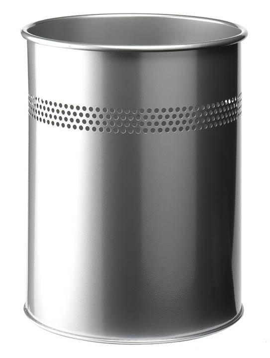 Classic Round Metal Waste Paper Basket 15L with 30mm Decorative Perforation at the top-Silver-Distinct Designs (London) Ltd