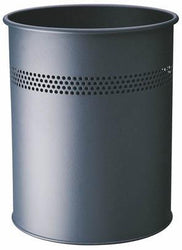 Classic Round Metal Waste Paper Basket 15L with 30mm Decorative Perforation at the top-Slate Grey-Distinct Designs (London) Ltd