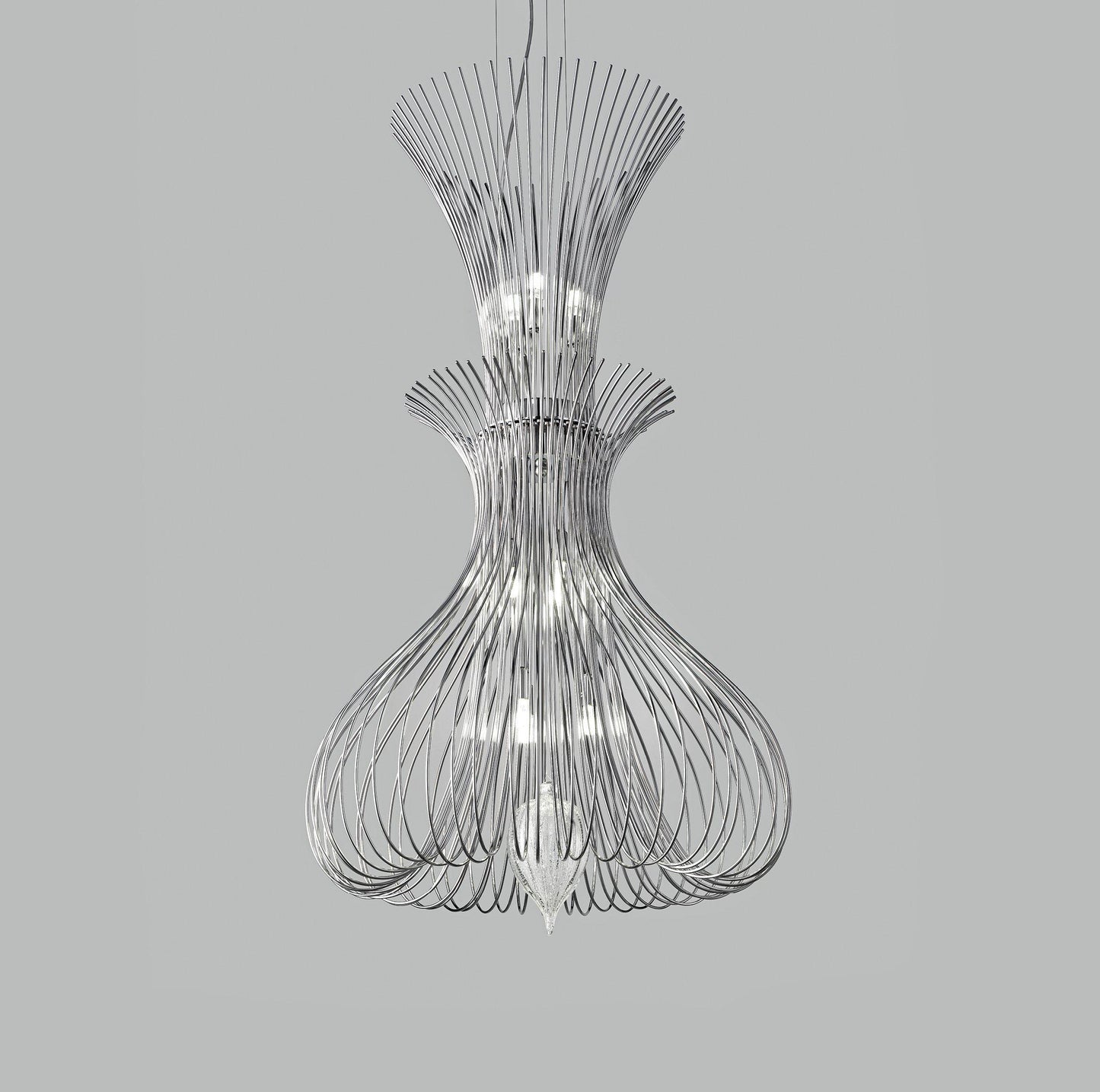 Contemporary Metal Pendant Ceiling Light Vortex Design Double Wire Crafted 60cm diameter 9 Lamps-Distinct Designs (London) Ltd