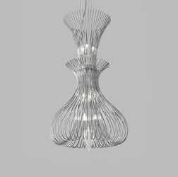 Contemporary Metal Pendant Ceiling Light Vortex Design Double Wire Crafted 60cm diameter 9 Lamps-Distinct Designs (London) Ltd