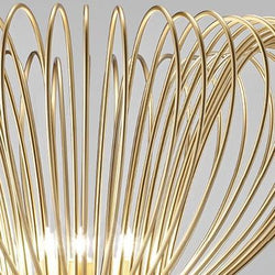 Contemporary Metal Pendant Ceiling Light Vortex Design Crafted in wire 40cm diameter with 3 Lamps-Gold-Distinct Designs (London) Ltd