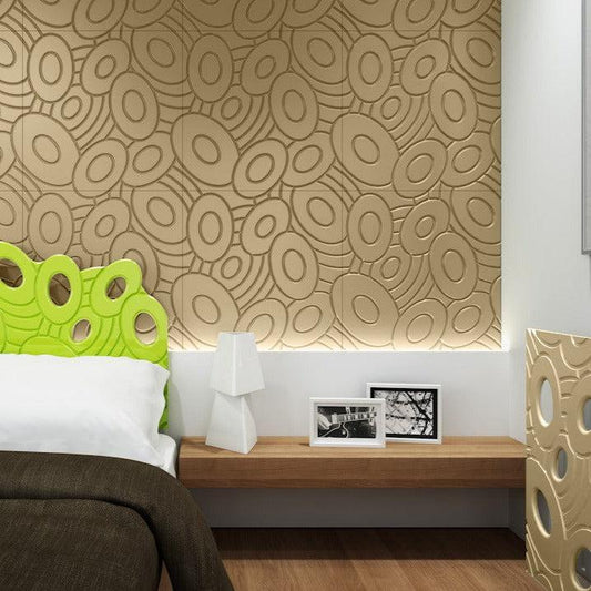 Decorative 3D Textured Feature Wall Panels in Gold Finish Sophisticated Elliptical GALAXY Design-Gold-2 x 60x120cm / 23x47"-Distinct Designs (London) Ltd