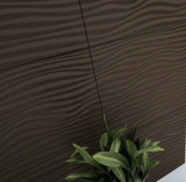 Decorative 3D Textured Feature Wall Panels with Nautical Coastal WAVE Design-Brown-2 x 60x120cm / 23x47"-Distinct Designs (London) Ltd