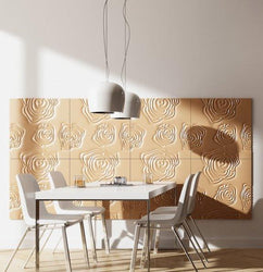 Decorative 3D Textured Feature Wall Panels with Subtle ROSE Design-LightGray-4 x 60x60cm / 23x23"-Distinct Designs (London) Ltd