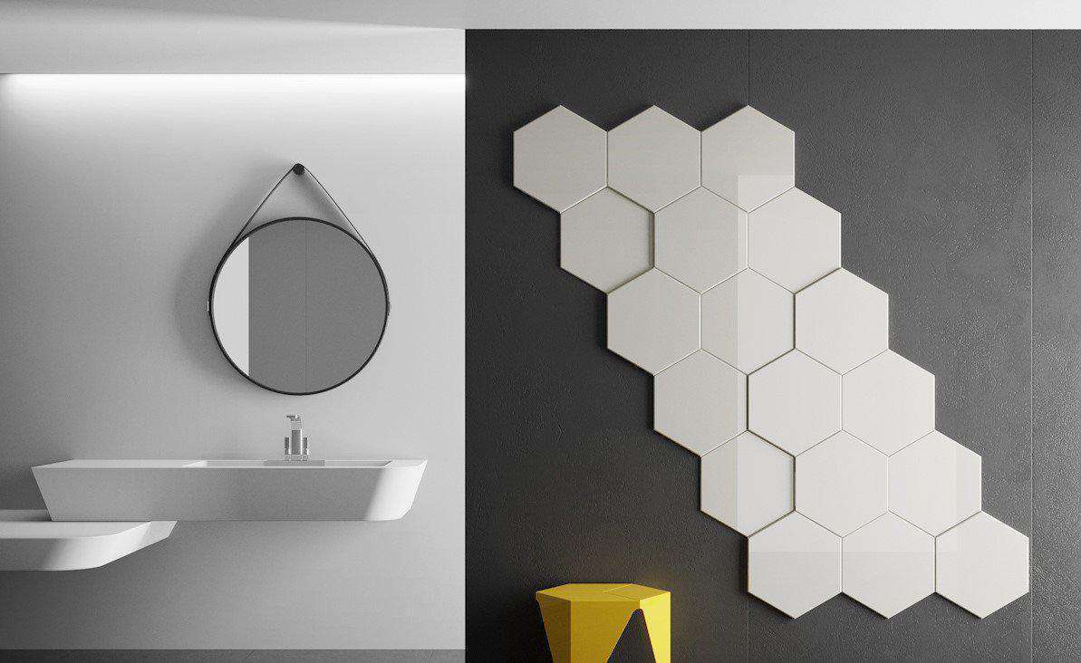 Decorative HEXAGONAL wall panels with varied thickness for textured 3D surface design, pack of 3-White-Distinct Designs (London) Ltd