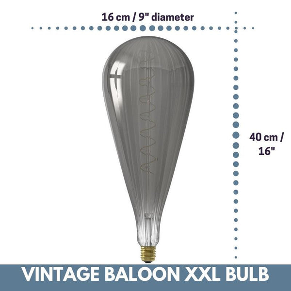 Decorative Vintage Oversized balloon LED Bulb for Display Table Desk Pendant Light Fixtures-XXL-Titanium-Distinct Designs (London) Ltd