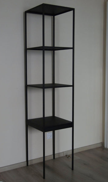 Bespoke Metal Display Cabinet Book Case Shelving Unit 40x180x40cm (LxHxD) in Black-Open-Distinct Designs (London) Ltd