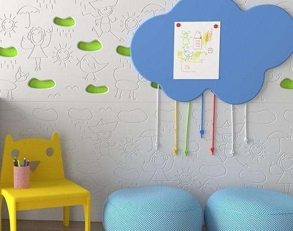 Kids CLOUDS design decorative board wall panel for Children’s Bedroom Nursery Playroom-80cm-Blue-Distinct Designs (London) Ltd