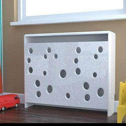 Children Design Radiator Cabinet Heater Cover with Trendy BALLOONS for Kids Bedroom Playroom Nursery-White-88x90cm-Distinct Designs (London) Ltd