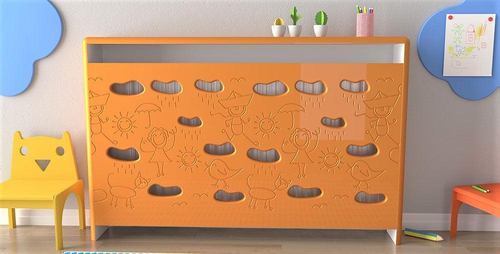 Children Design Radiator Cabinet Heater Cover with Trendy BALLOONS for Kids Bedroom Playroom Nursery-Tuscany Yellow-88x90cm-Distinct Designs (London) Ltd
