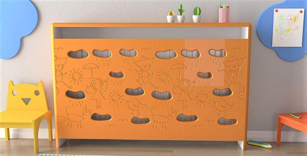 Children Design Bespoke Radiator Cabinet Cover with Cool CARS for Kids Bedroom Nursery Playroom-Tuscany Yellow-88x90cm-Distinct Designs (London) Ltd