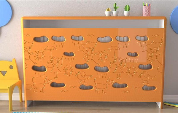 Distinct Kids Bespoke Radiator Cabinet Cover CLOUDS for Children's Bedroom Nursery Playroom-88x90CM-Bumblebee Yellow-Distinct Designs (London) Ltd