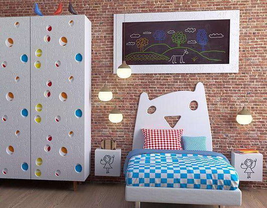 Kids KITTY design single bed decorative Headboard panel for Children’s Bedroom Nursery Playroom-70cm-White-Distinct Designs (London) Ltd