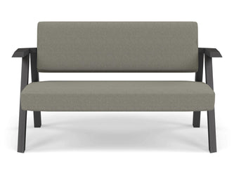 Classic Mid-century Design 2 Seater Sofa Armchair in Silver Grey Fabric-Wenge Oak-Distinct Designs (London) Ltd