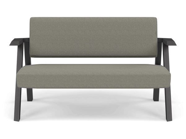 Classic Mid-century Design 2 Seater Sofa Armchair in Silver Grey Fabric-Wenge Oak-Distinct Designs (London) Ltd