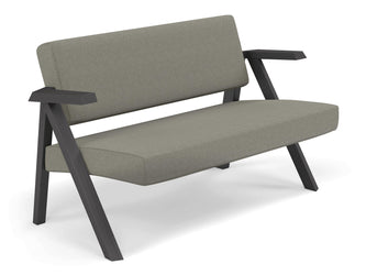 Classic Mid-century Design 2 Seater Sofa Armchair in Silver Grey Fabric-Distinct Designs (London) Ltd